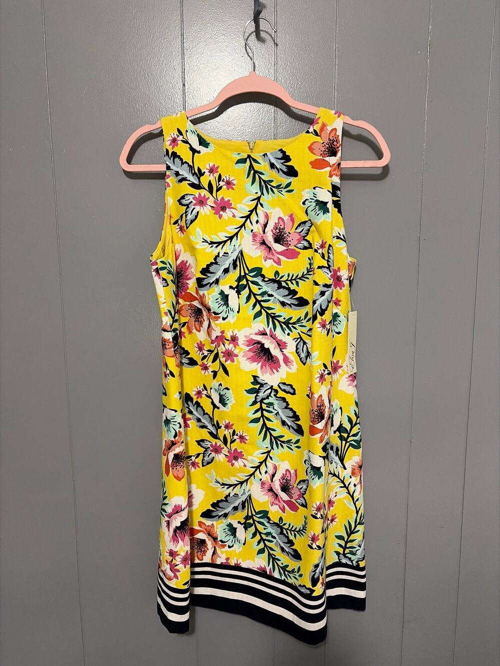 NEW Eliza J Yellow Floral Bright Sleeveless Cotton Blend Shift Dress 10